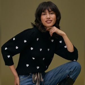 Anthropologie Hearts Mock Neck Sweater